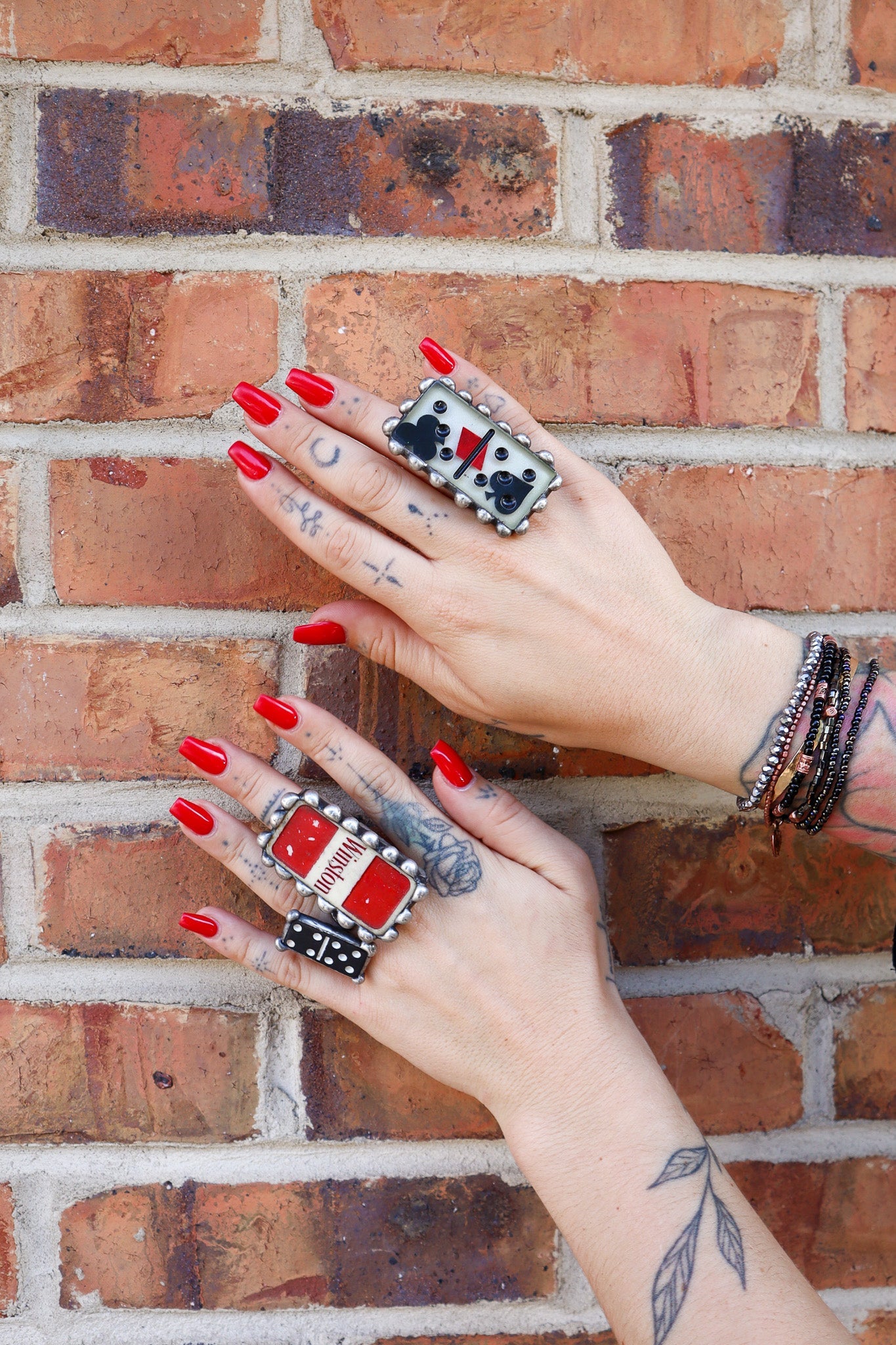 Poker Domino Metal Rings - ivyandlavyboutique Art by Amy
