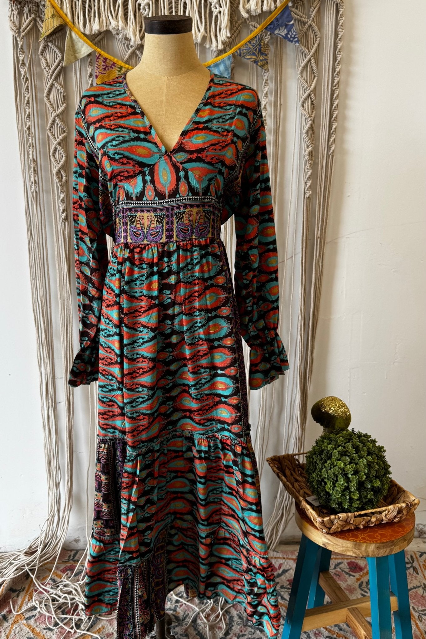 Poly Silk Button Back Dress Combo D - ivyandlavyboutique Karma Highway