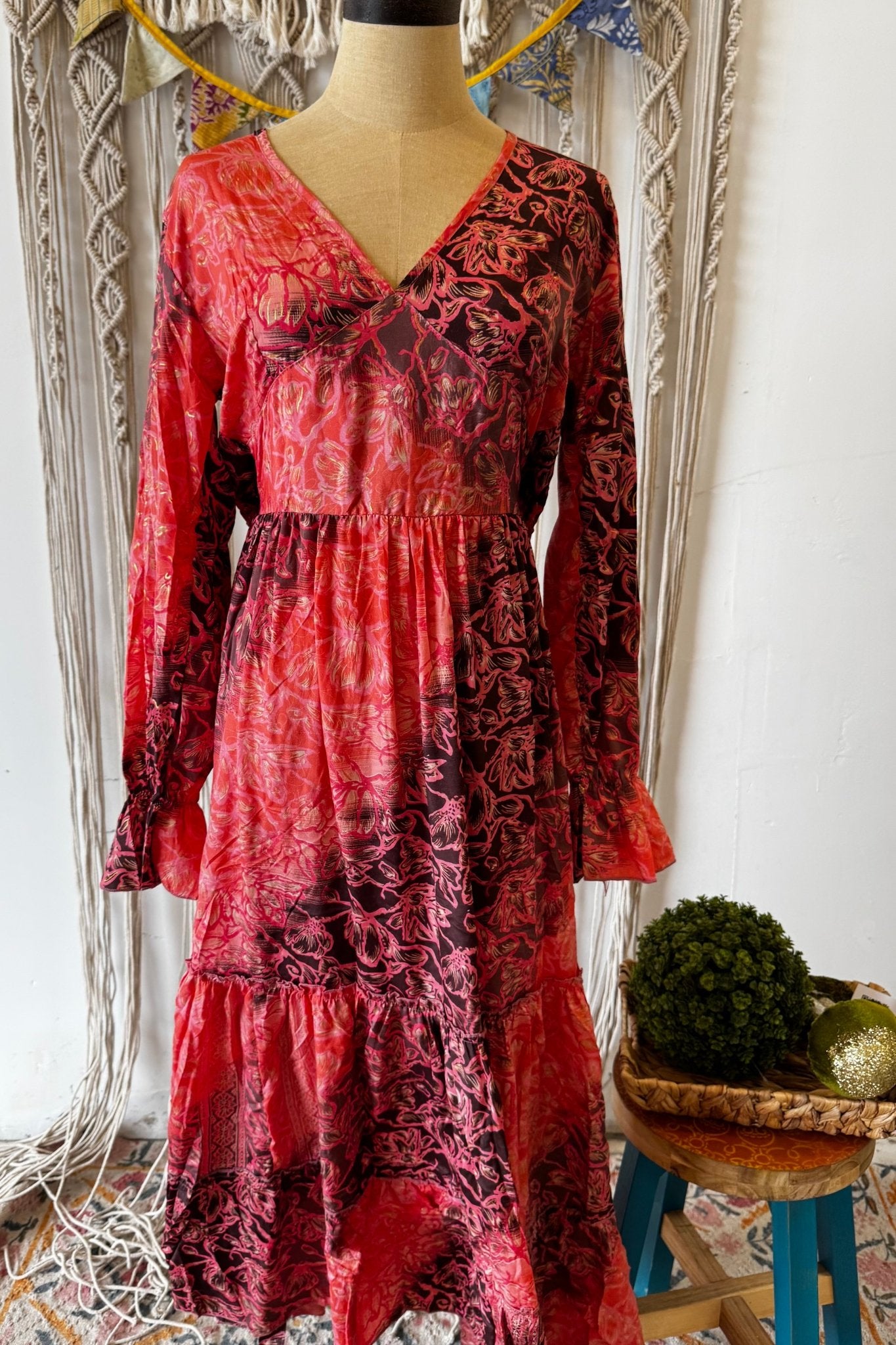 Poly Silk Button Back Dress Combo G - ivyandlavyboutique Karma Highway