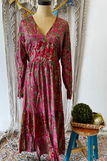 Poly Silk Button Back Dress Combo H - ivyandlavyboutique Karma Highway