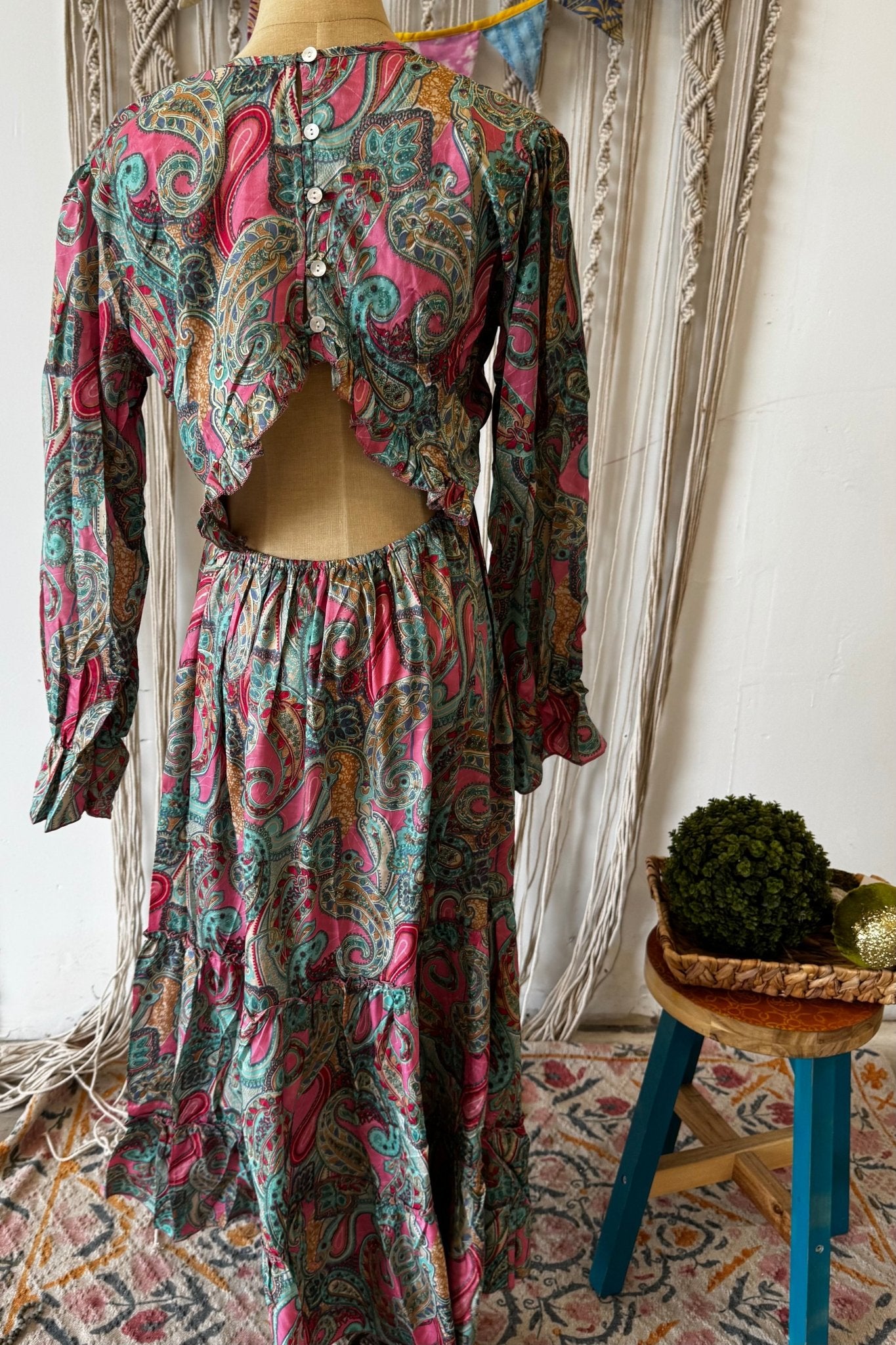 Poly Silk Button Back Dress Combo K - ivyandlavyboutique Karma Highway