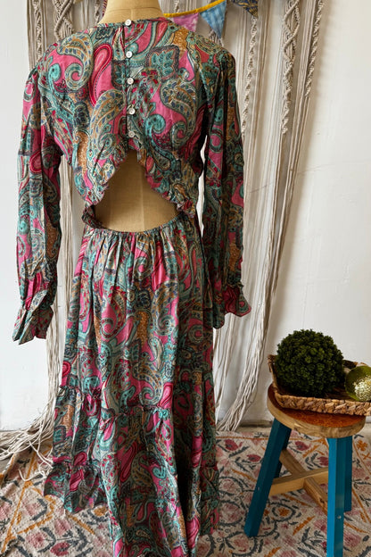 Poly Silk Button Back Dress Combo K - ivyandlavyboutique Karma Highway