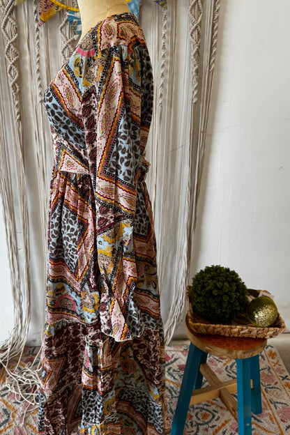 Poly Silk Button Back Dress Combo M - ivyandlavyboutique Karma Highway