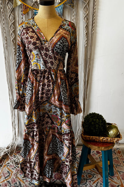 Poly Silk Button Back Dress Combo M - ivyandlavyboutique Karma Highway