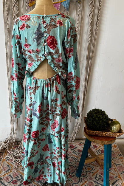 Poly Silk Button Back Dress Combo P - ivyandlavyboutique Karma Highway