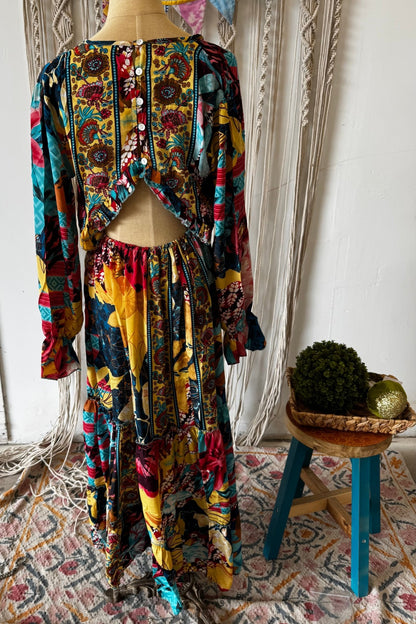 Poly Silk Button Back Dress Combo Q - ivyandlavyboutique Karma Highway