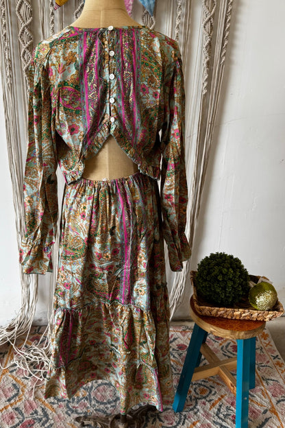 Poly Silk Button Back Dress Combo S - ivyandlavyboutique Karma Highway