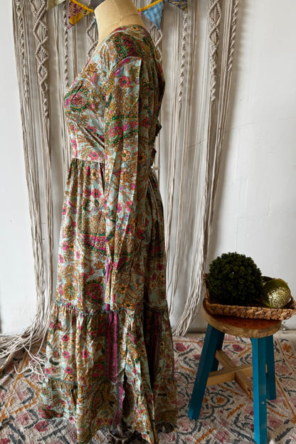 Poly Silk Button Back Dress Combo S - ivyandlavyboutique Karma Highway