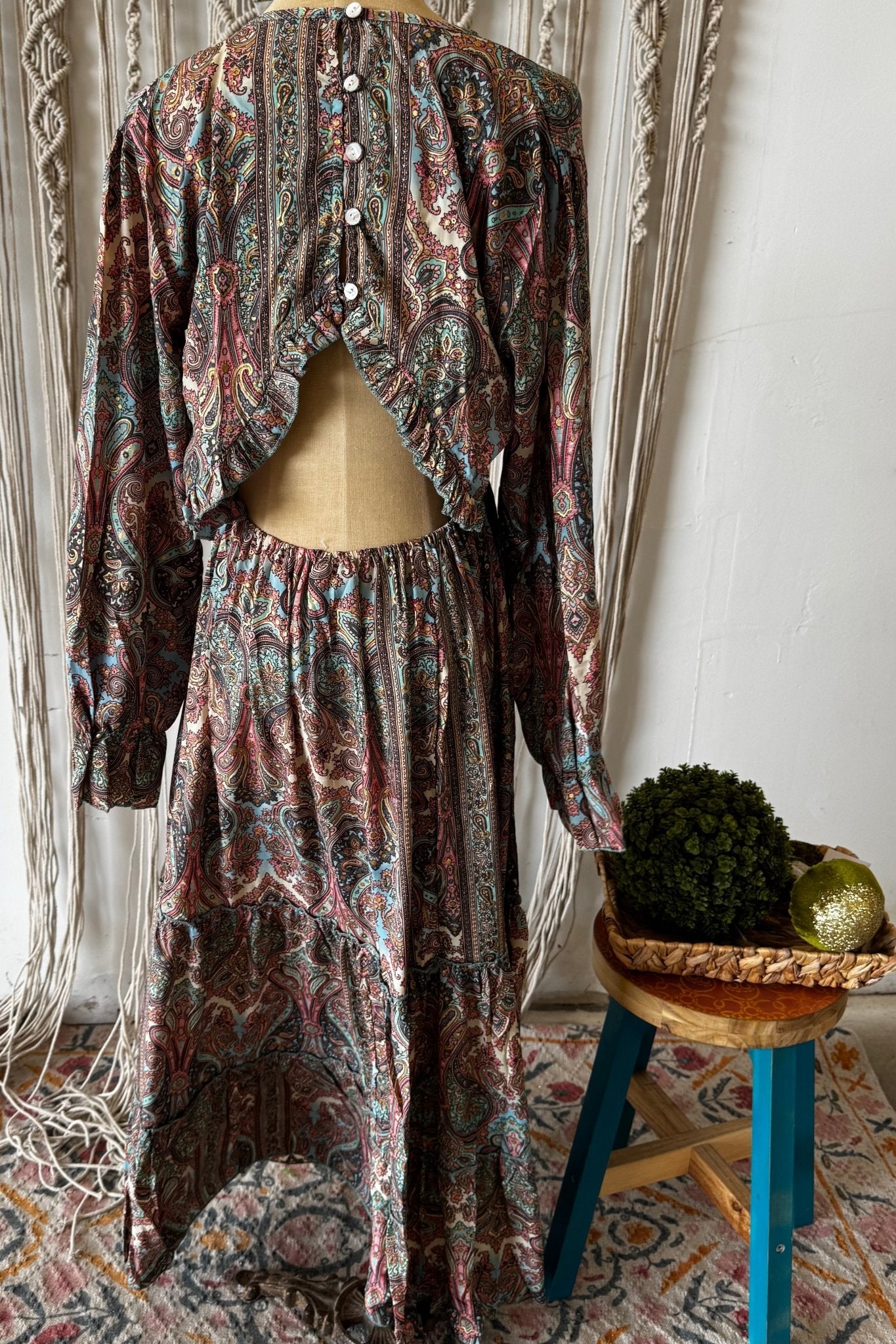 Poly Silk Button Back Dress Combo T - ivyandlavyboutique Karma Highway