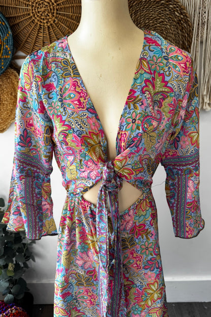 Poly Silk Front Tie Dress 1 - ivyandlavyboutique Karma Highway