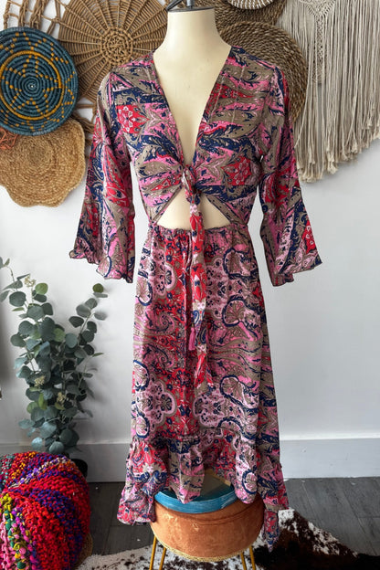 Poly Silk Front Tie Dress 10 - ivyandlavyboutique Karma Highway