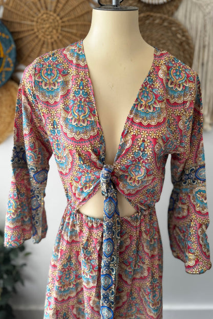 Poly Silk Front Tie Dress 8 - ivyandlavyboutique Karma Highway