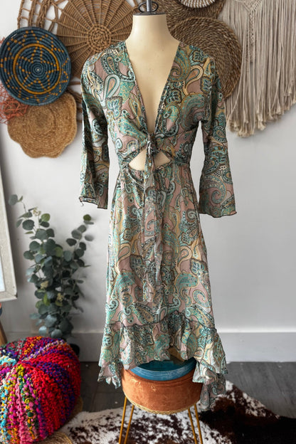Poly Silk Front Tie Dress 9 - ivyandlavyboutique Karma Highway