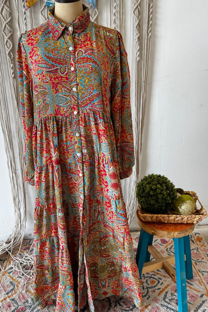 Poly Silk Long Sleeve Dress Combo D - ivyandlavyboutique Karma Highway
