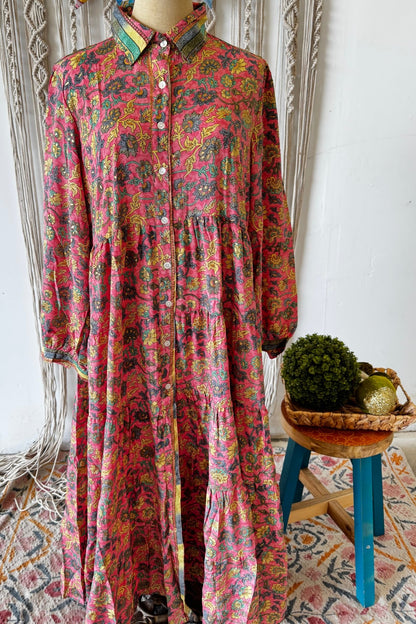 Poly Silk Long Sleeve Dress Combo F - ivyandlavyboutique Karma Highway