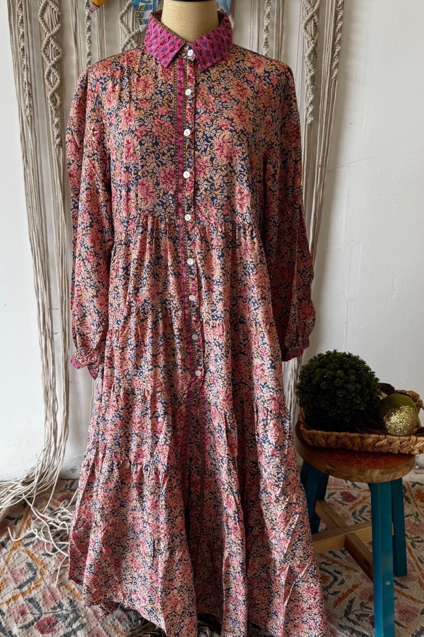 Poly Silk Long Sleeve Dress Combo J - ivyandlavyboutique Karma Highway