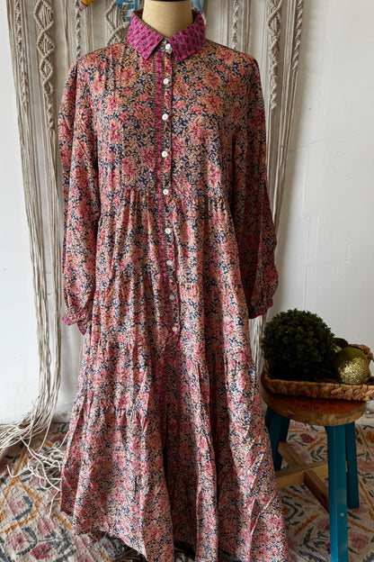 Poly Silk Long Sleeve Dress Combo J - ivyandlavyboutique Karma Highway