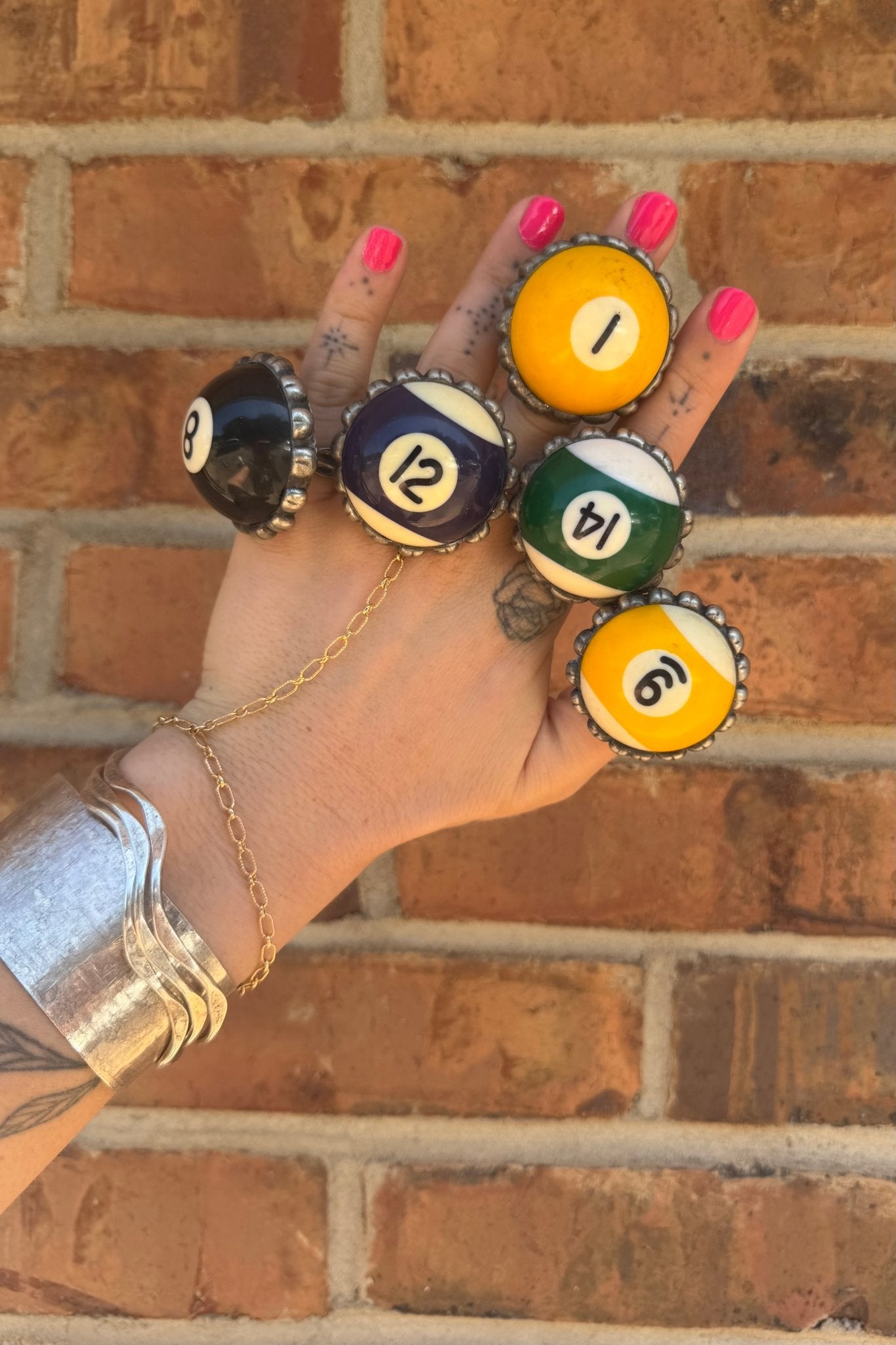 Pool Ball Rings - Medium - ivyandlavyboutique Art by Amy
