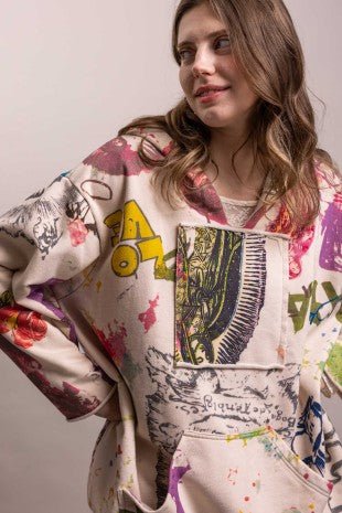 Pre-Order December Multi Print Oversized Hoodie Sweater - ivyandlavyboutique Blue Velvet