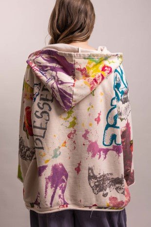 Pre-Order December Multi Print Oversized Hoodie Sweater - ivyandlavyboutique Blue Velvet