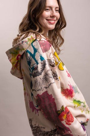 Pre-Order December Multi Print Oversized Hoodie Sweater - ivyandlavyboutique Blue Velvet