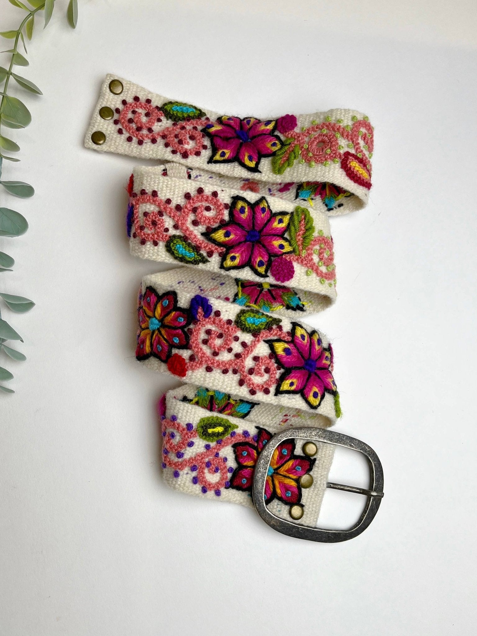 Predorder - Andean Blossom Wide Embroidered Belt - ivyandlavyboutique Artesana Love