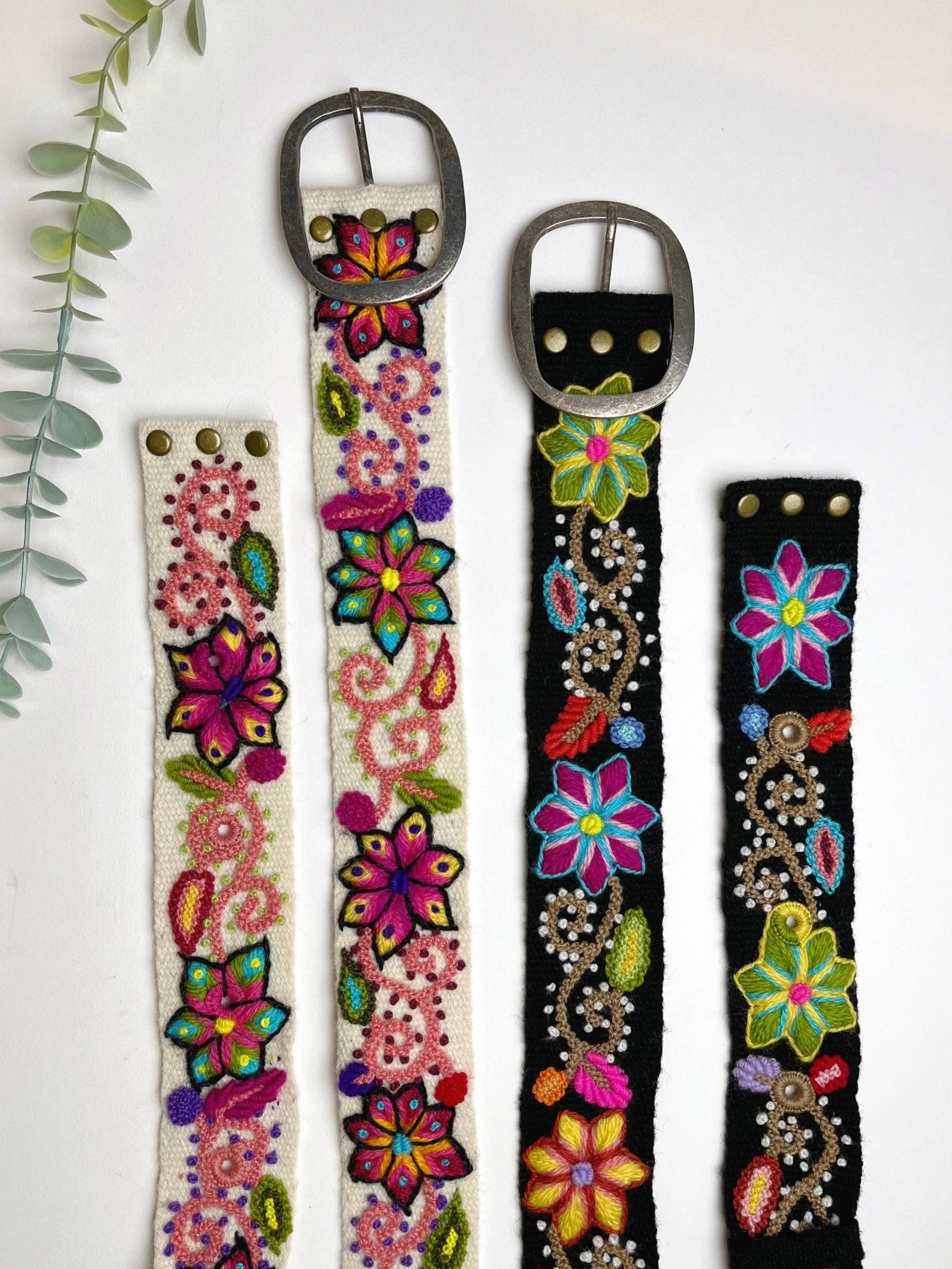 Predorder - Andean Blossom Wide Embroidered Belt - ivyandlavyboutique Artesana Love