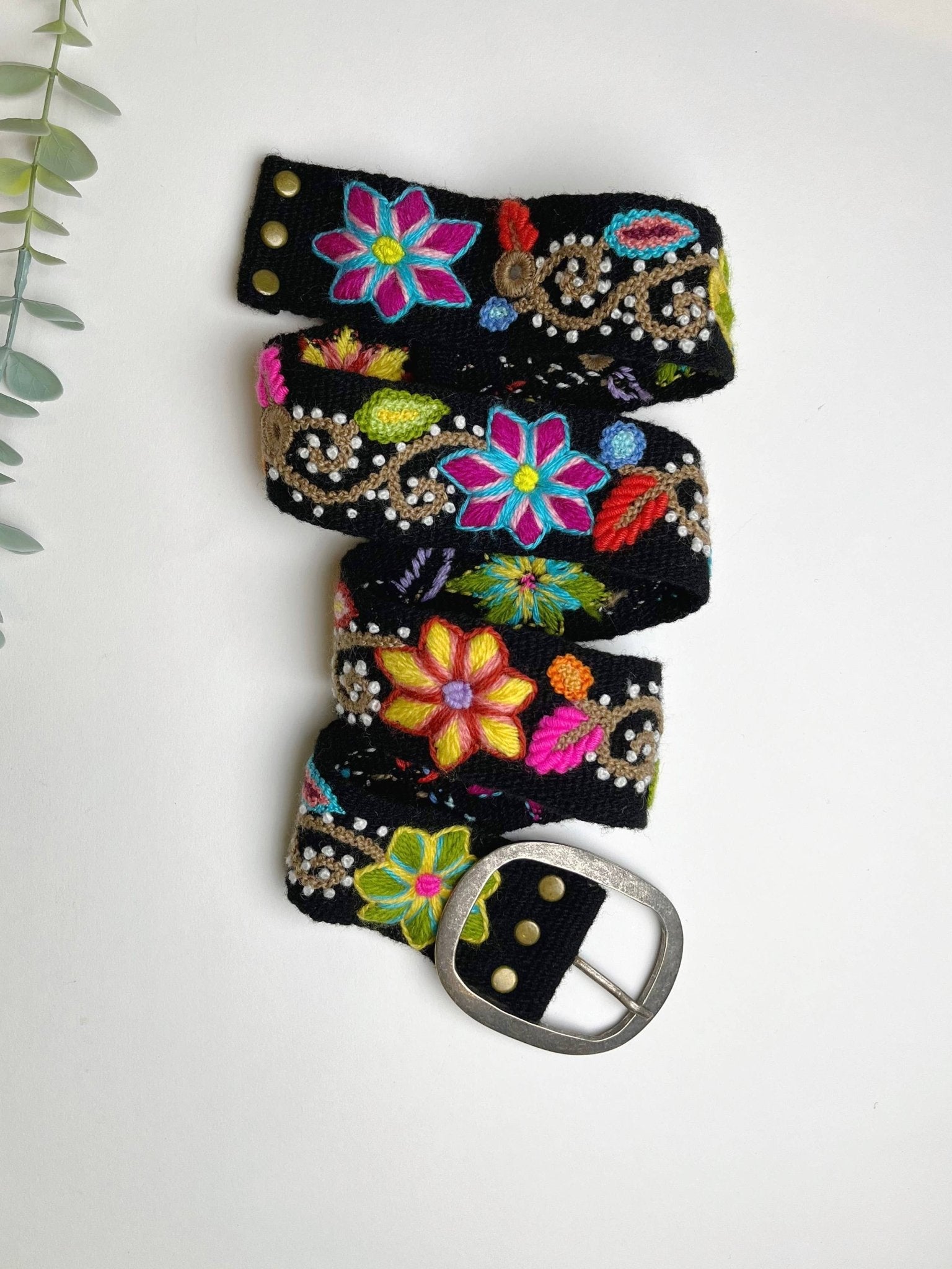 Preorder - Andean Blossom Wide Embroidered Belt - ivyandlavyboutique Artesana Love