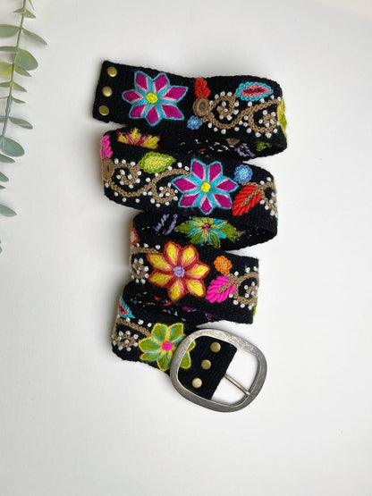 Preorder - Andean Blossom Wide Embroidered Belt - ivyandlavyboutique Artesana Love