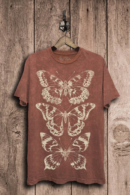 Preorder - Butterflies Bliss Mineral Wash Top - ivyandlavyboutique Lotus Fashion Collection