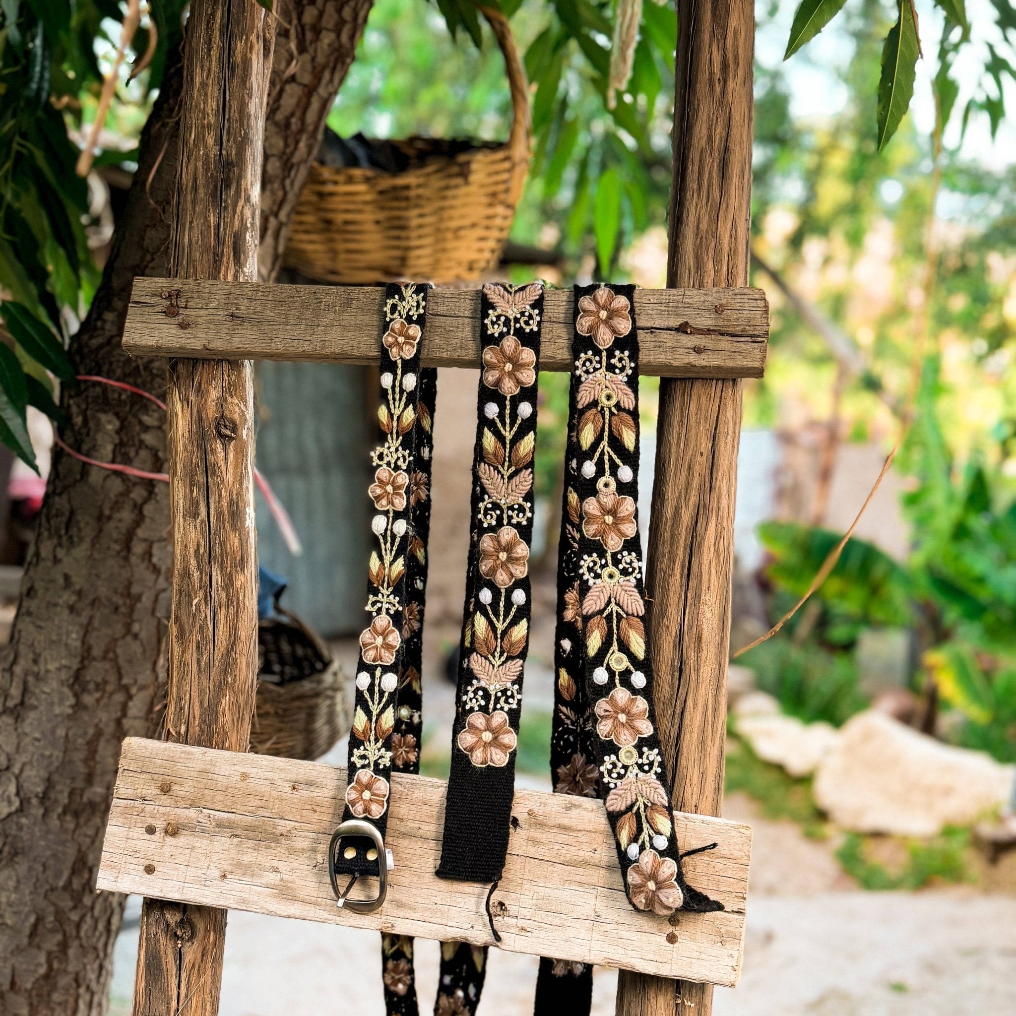 Preorder - Cappuccino Wide Embroidered Belt - ivyandlavyboutique Artesana Love