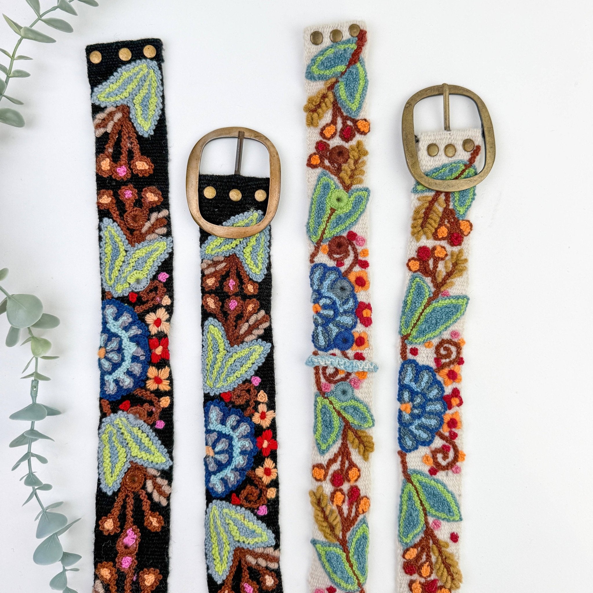 Preorder - Catalina Wide Embroidered Belt in Black - ivyandlavyboutique Artesana Love