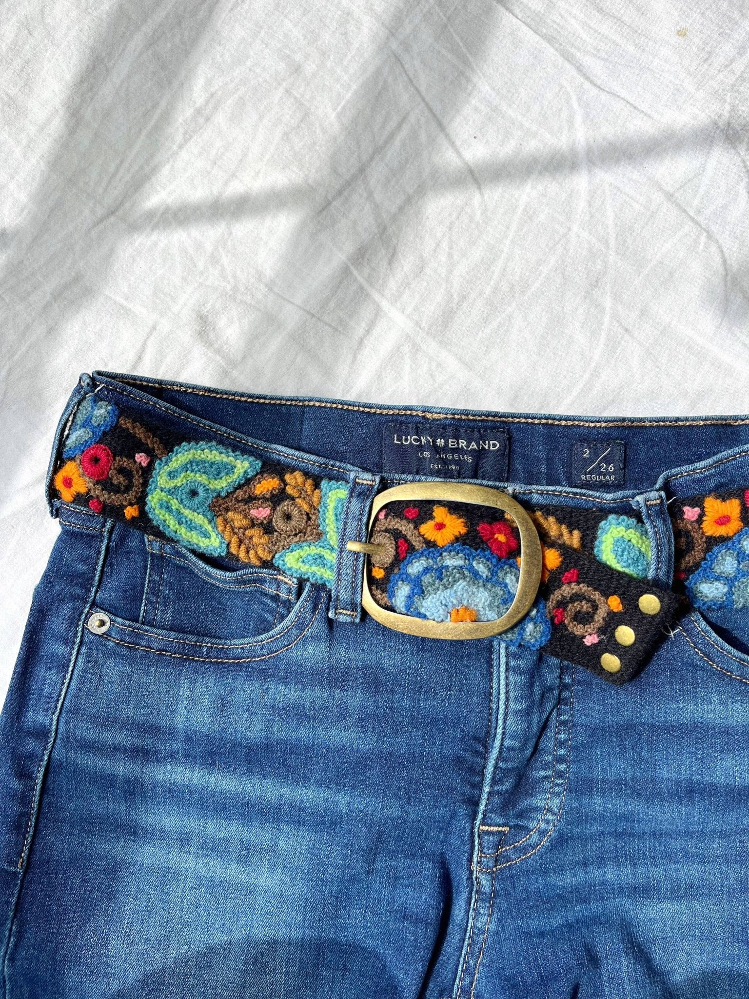 Preorder - Catalina Wide Embroidered Belt in Black - ivyandlavyboutique Artesana Love