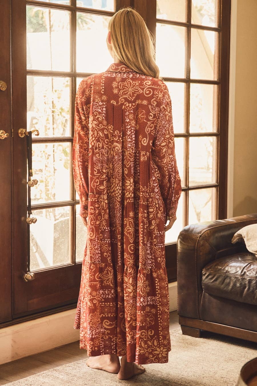Preorder - Cool Girl Boho Print Long Shirt - ivyandlavyboutique Oddi