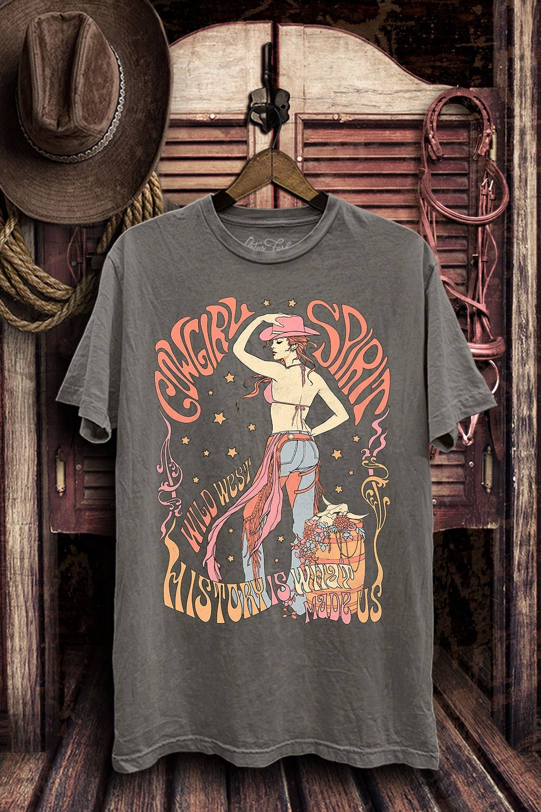 Preorder - Cowgirl Spirit Wild West Graphic Top - ivyandlavyboutique Lotus Fashion Collection