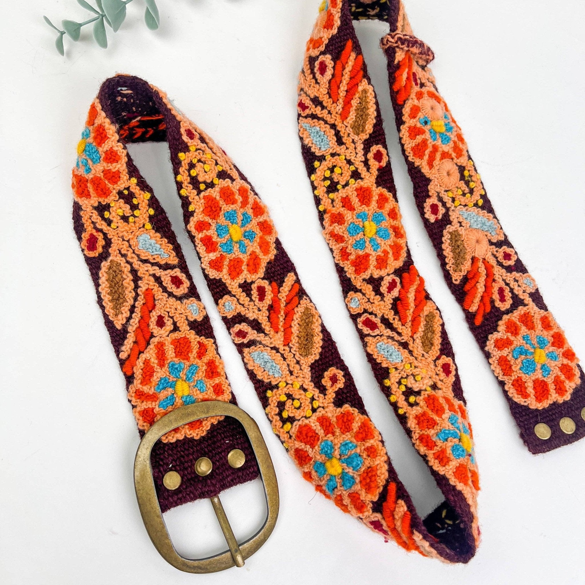 Preorder - Dahlia Wide Embroidered Belt - ivyandlavyboutique Artesana Love