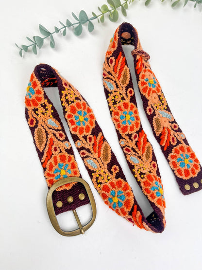 Preorder - Dahlia Wide Embroidered Belt - ivyandlavyboutique Artesana Love