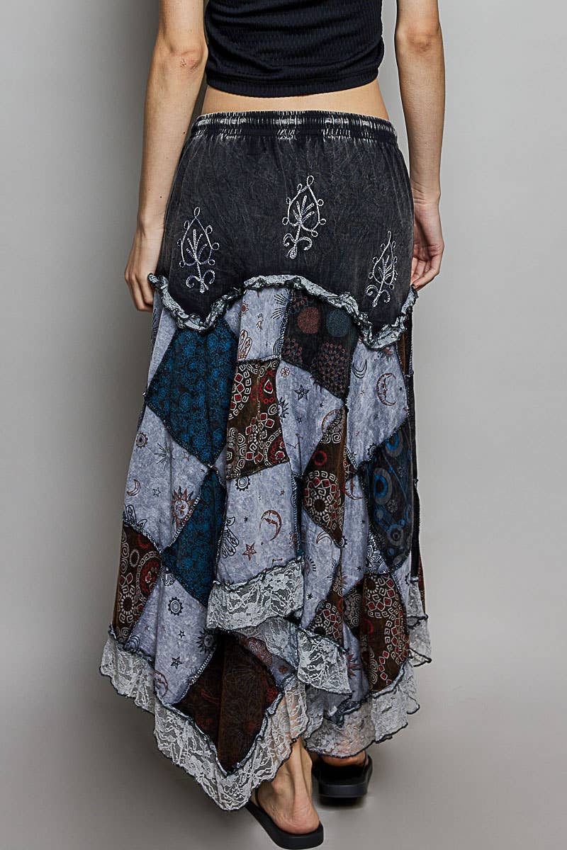 PREORDER - Elastic Waist Embroidery Lace Ruffle Patchwork Skirt - ivyandlavyboutique Pol Clothing