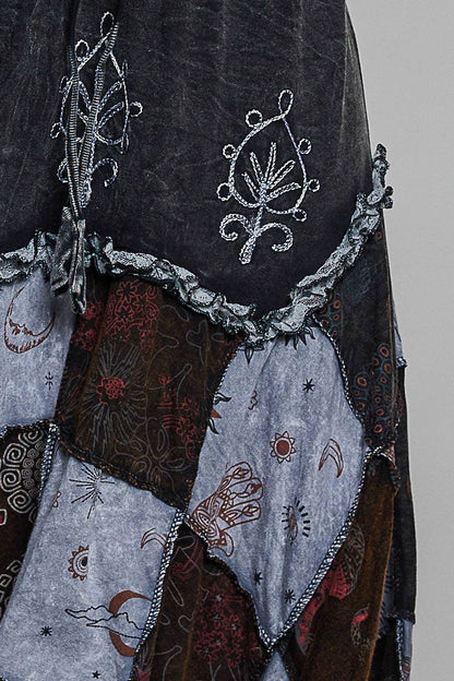 PREORDER - Elastic Waist Embroidery Lace Ruffle Patchwork Skirt - ivyandlavyboutique Pol Clothing