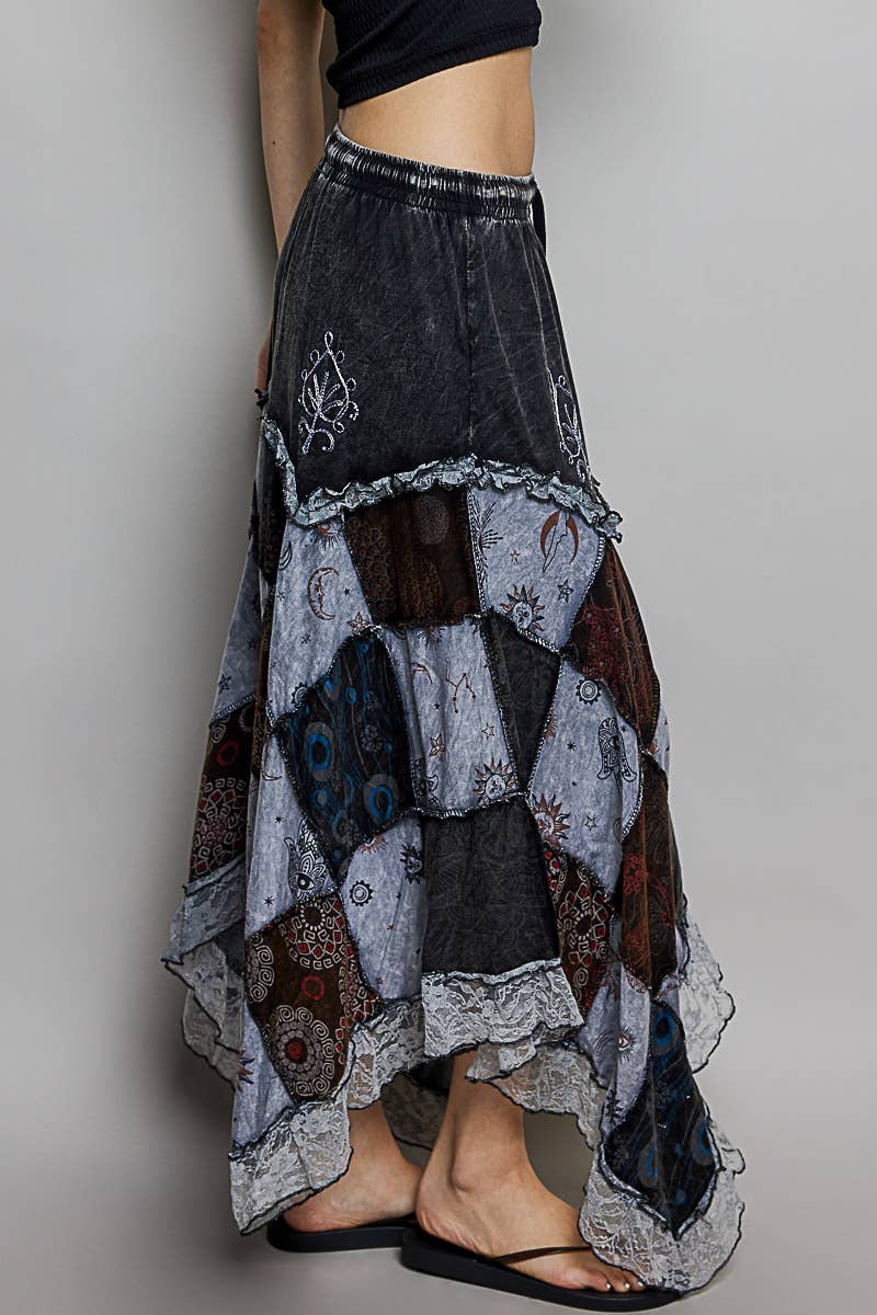 PREORDER - Elastic Waist Embroidery Lace Ruffle Patchwork Skirt - ivyandlavyboutique Pol Clothing