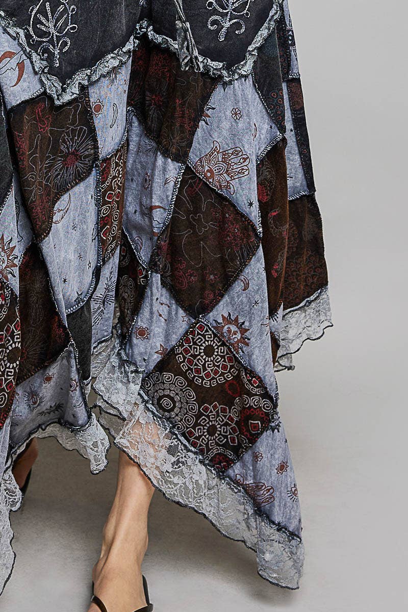 PREORDER - Elastic Waist Embroidery Lace Ruffle Patchwork Skirt - ivyandlavyboutique Pol Clothing