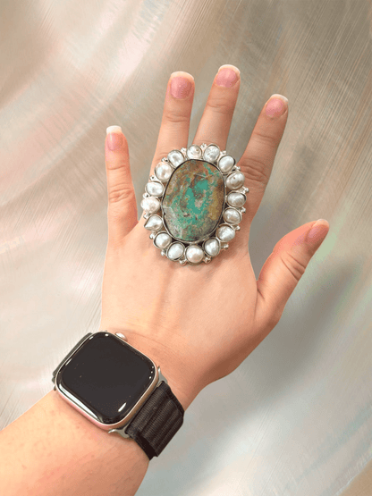 Preorder - Large Turquoise Baroque Pearl Ring - ivyandlavyboutique A Rare Bird Shop