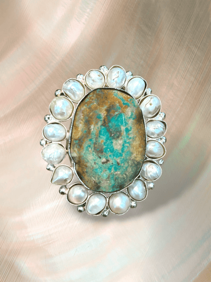 Preorder - Large Turquoise Baroque Pearl Ring - ivyandlavyboutique A Rare Bird Shop