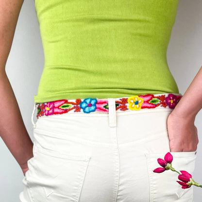 Preorder - Primavera Skinny Embroidered Belt - ivyandlavyboutique Artesana Love