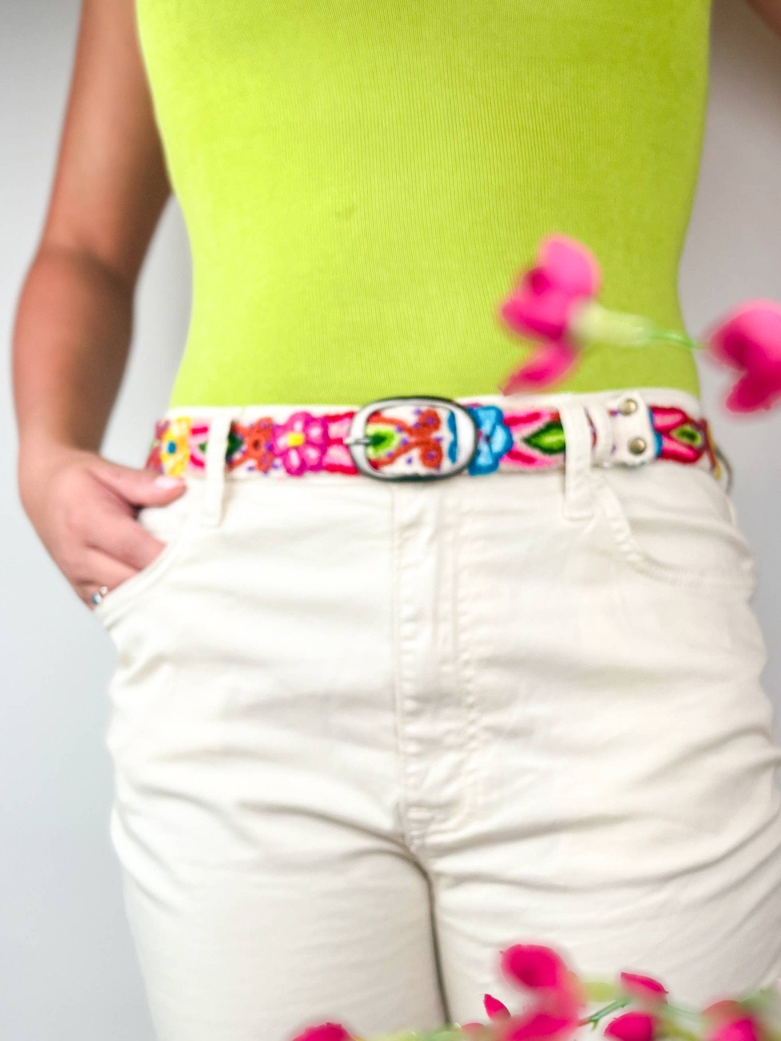 Preorder - Primavera Skinny Embroidered Belt - ivyandlavyboutique Artesana Love