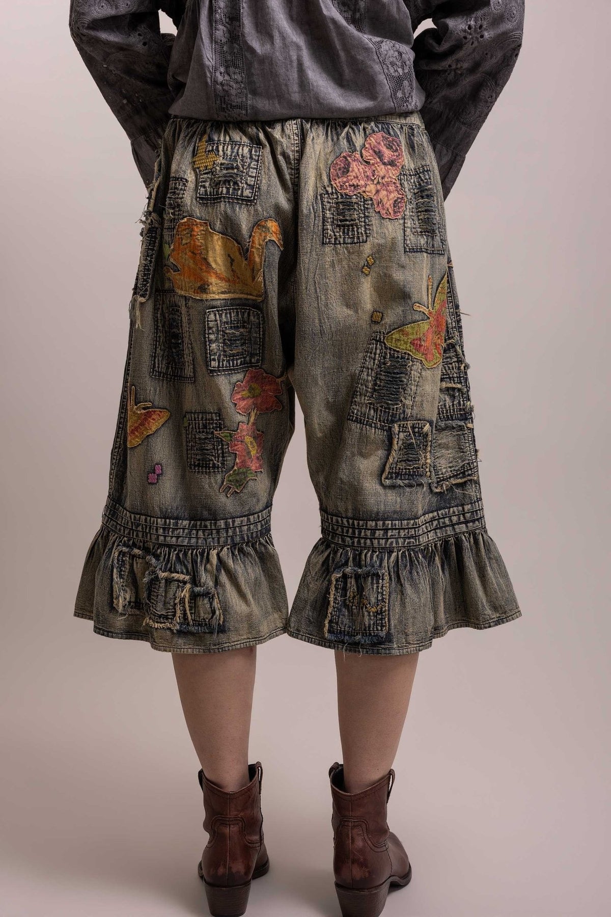 Preorder Shipping 12/15 Butterfly and Flower Distressed Bloomers - ivyandlavyboutique Blue Velvet