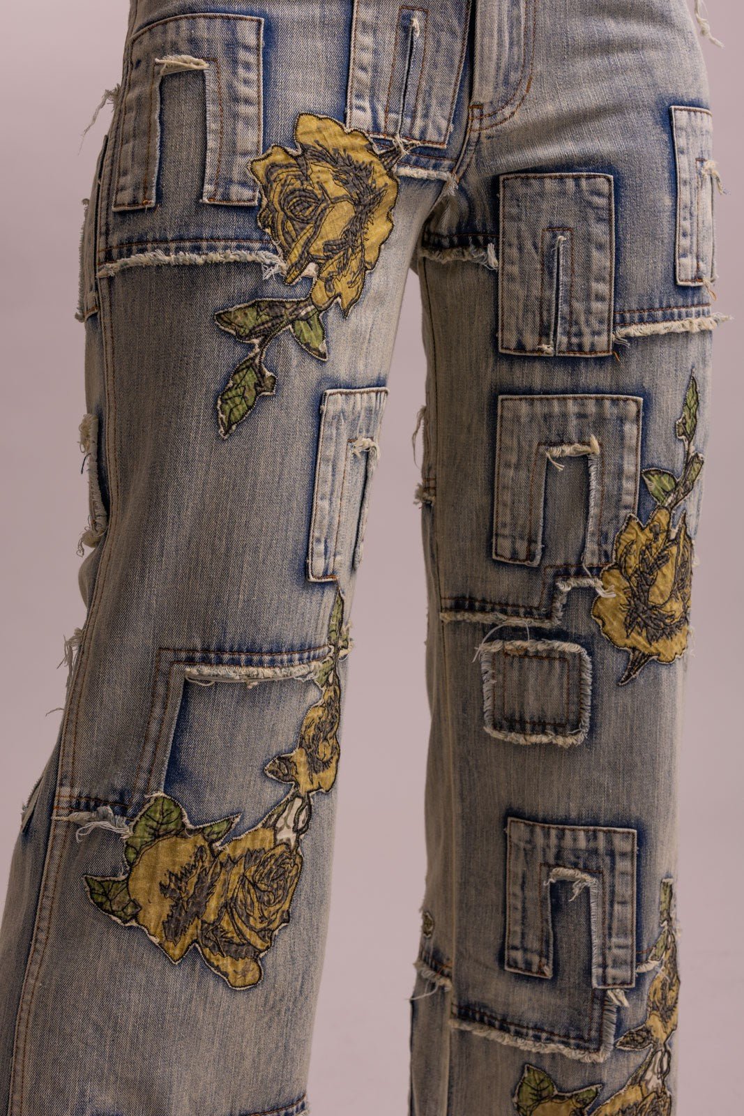Preorder Shipping 12/15 - Floral Patchwork Straight Leg Pant - ivyandlavyboutique Blue Velvet