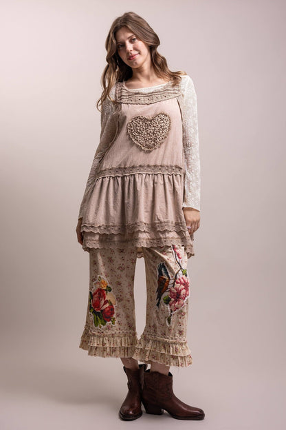 Preorder Shipping 12/15 - Floral Print Patchwork Ruffle Hem Pant - ivyandlavyboutique Blue Velvet
