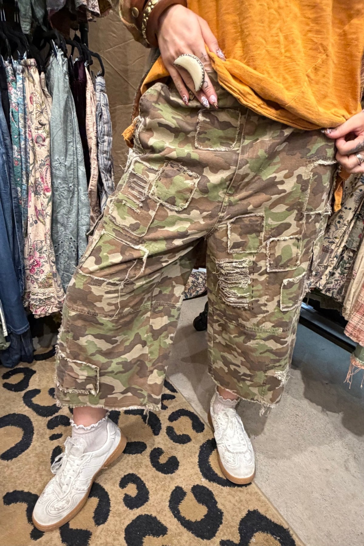 Preorder Shipping in November Worn & Wild Cropped Camo Pant - Boho Wanderlust Boutique Jaded Gypsy