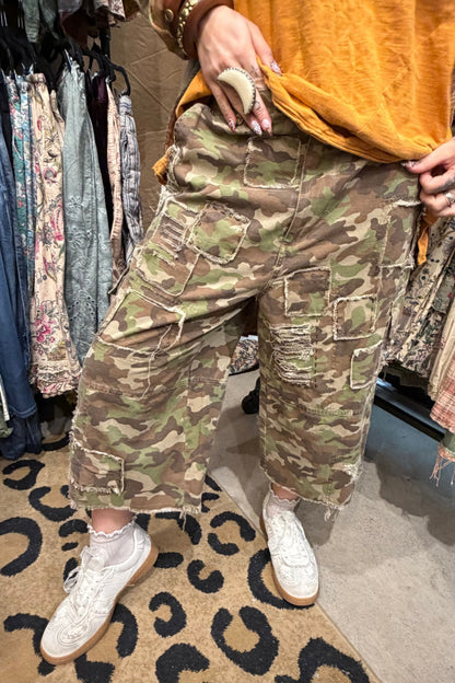Preorder Shipping in November Worn & Wild Cropped Camo Pant - Boho Wanderlust Boutique Jaded Gypsy